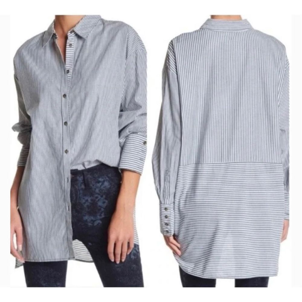 Free People tops | Free People Lakehouse NWOT XS oversized striped button down